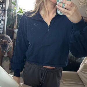 Lululemon Cropped Women's Navy Blue Quarter-Zip Top